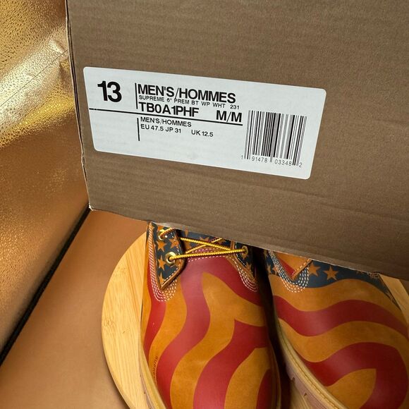 Timberland 6" Boot Supreme Stars & Stripes Wheat Men’s Sz 13 - Picture 10 of 12
